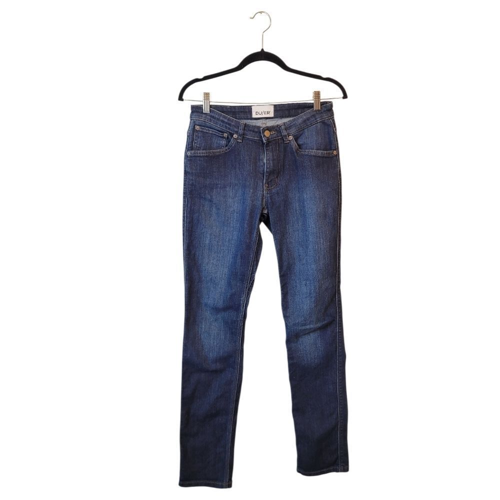 DU/ER Performance Denim Mid Rise Slim Straight Dark Wash Women's Size 26x32